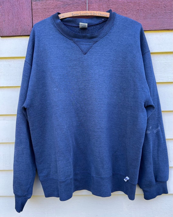 90'S Russell Half-Zip Sweatshirt, Men's, Size XL, Vintage cotton navy blue type Vintage Second Hand