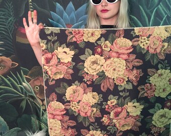 Vintage Floral Upholstery Fabric Scrap