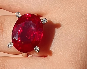 Large Oval Rubi Ring, Cocktail Rings for Women, Red Gemstone Ring, Large Gemstone Ring,Christmas Gift For Her Ring, Christmas Rings Jewelry