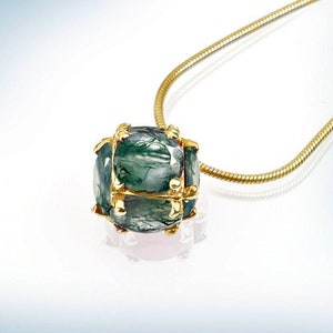 Natürliche Moosachat Zierliche Goldkette, Einzigartige Moosachat Kette Natur inspiriert, natürliche Halskette, Versprechen Geschenk Freundschaft Geschenk für Frauen