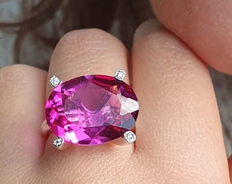 Large Oval Pink Sapphire Ring, Cocktail Rings for Women, Pink Sapphire Ring, Pink Gemstone Ring, Large Gemstone Ring, Sapphire Cocktail Ring