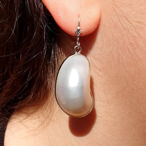 White Abalone Shell Earrings One of a Kind,Large Sea shell Jewelry,Ocean Bridal Earrings, Beach Lover Gift,Weddings Earrings Sterling Silver