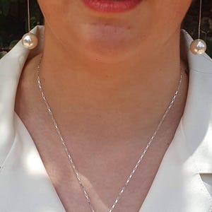Pearl Jewelry Set Gold/Silver, Necklace and Earrings Set, Big Pearl Pendant, Long Earrings Set, Pearl Bridal   Jewelry Set,Pearl Wedding Set