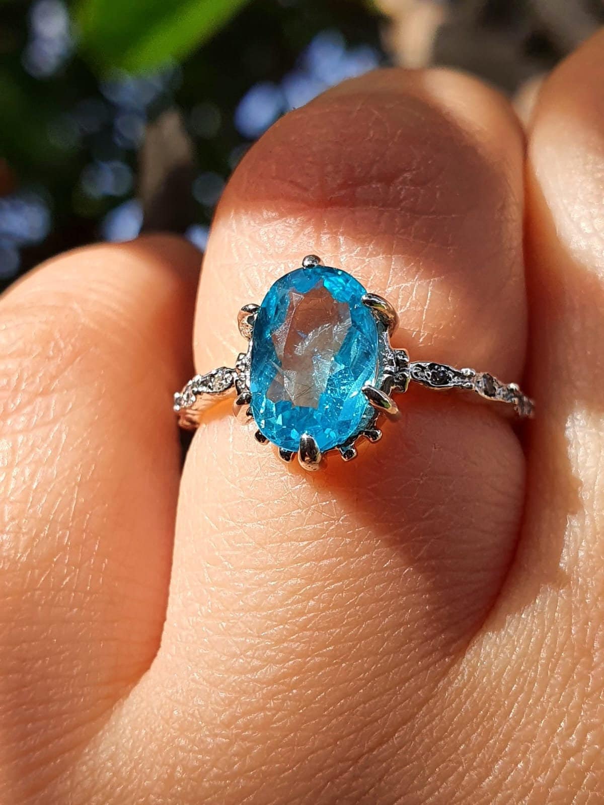 Blue apatite engagement ring deals