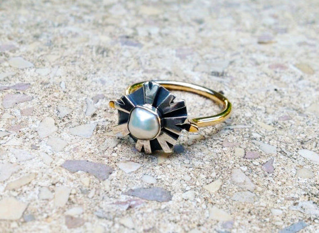 White Pearl Alternative Engagement Ring 925 Solid Silver Ring,natural ...