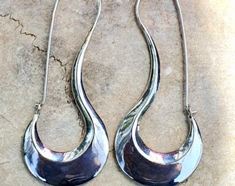 Statement Earrings, 925 Sterling Silver Earrings/Hook/Dangle, Long Silver Earrings, Boho Silver Earrings, Fine Earrings, Unique Earrings