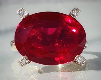 Large Oval Rubi Ring, Cocktail Rings for Women, Red Gemstone Ring, Large Gemstone Ring,Christmas Gift For Her Ring, Christmas Rings Jewelry