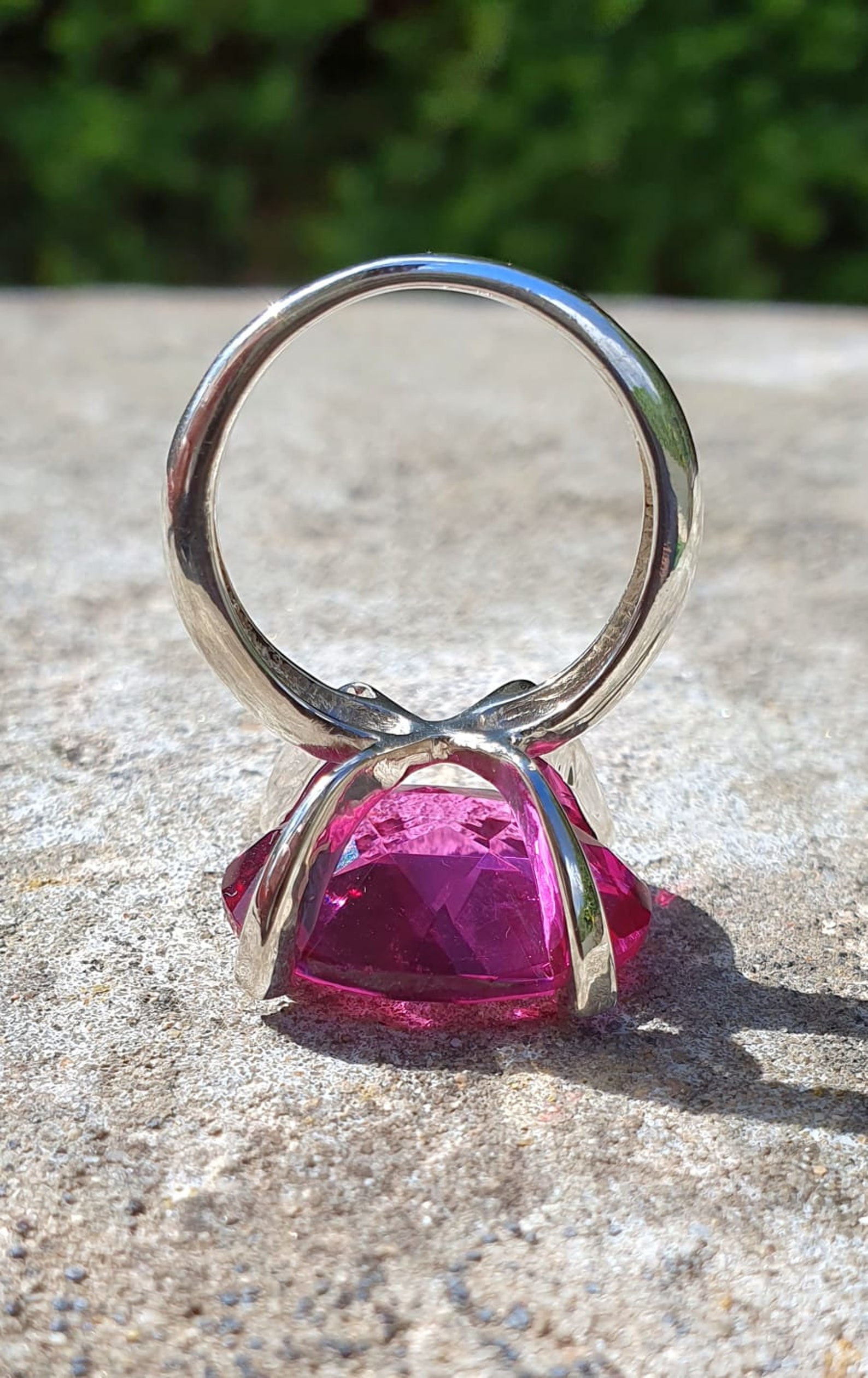 Large Oval Pink Sapphire Ring, Cocktail Rings for Women, Pink Sapphire ...
