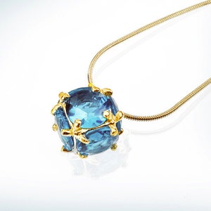 14K Gold Aquamarine Necklace, Aquamarine Pendant, Unique Aquamarine Layering Nacklace, Blue Stone Necklace, March Birthstone Necklace