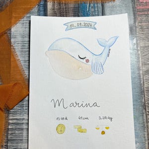 Acuarela personalizada, ilustración pintada a mano. Natalicio, bienvenida