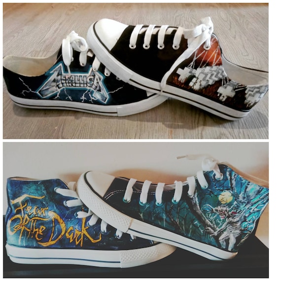 Zapatillas estilo converse pintadas a mano se personalizan al Etsy España