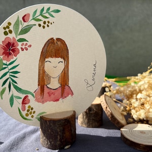 Marcasitios personalizados boda con retrato en acuarela – Pintados a mano – Detalle original para invitados – Decoración mesa evento