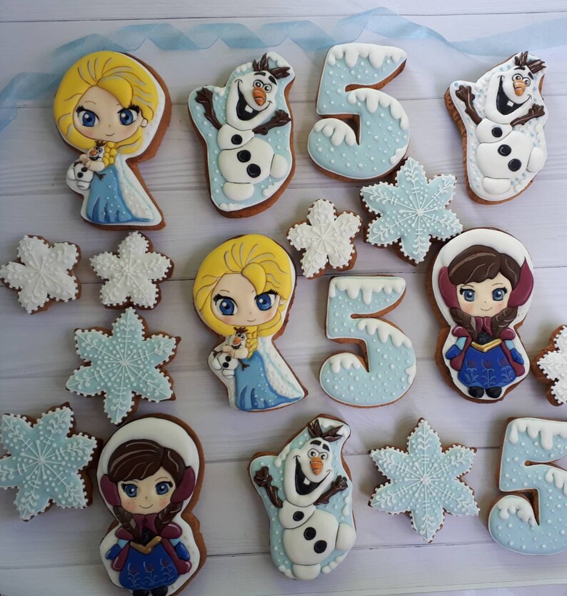 Frozen Cookies Frozen Inspired Cookies Olaf Cookie Elsa Cookie Etsy