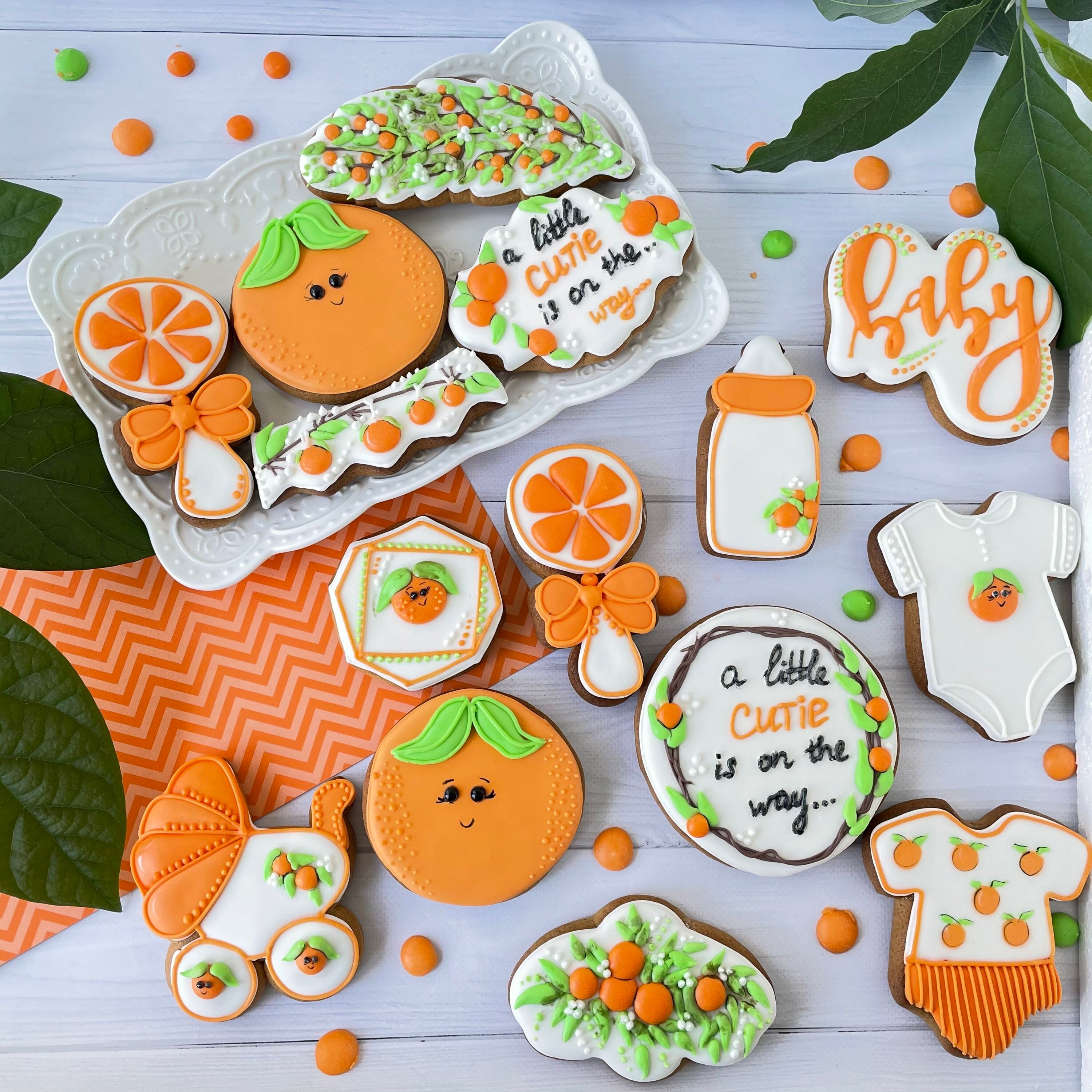 2 dozen Orange baby shower cookies little cutie baby shower Etsy