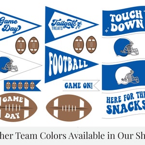 Blue & White Game Day Football Pennant Flags, Digital PDF Printable File, Retro-inspired Football Pennants, Football Team Flag, Fall Decor