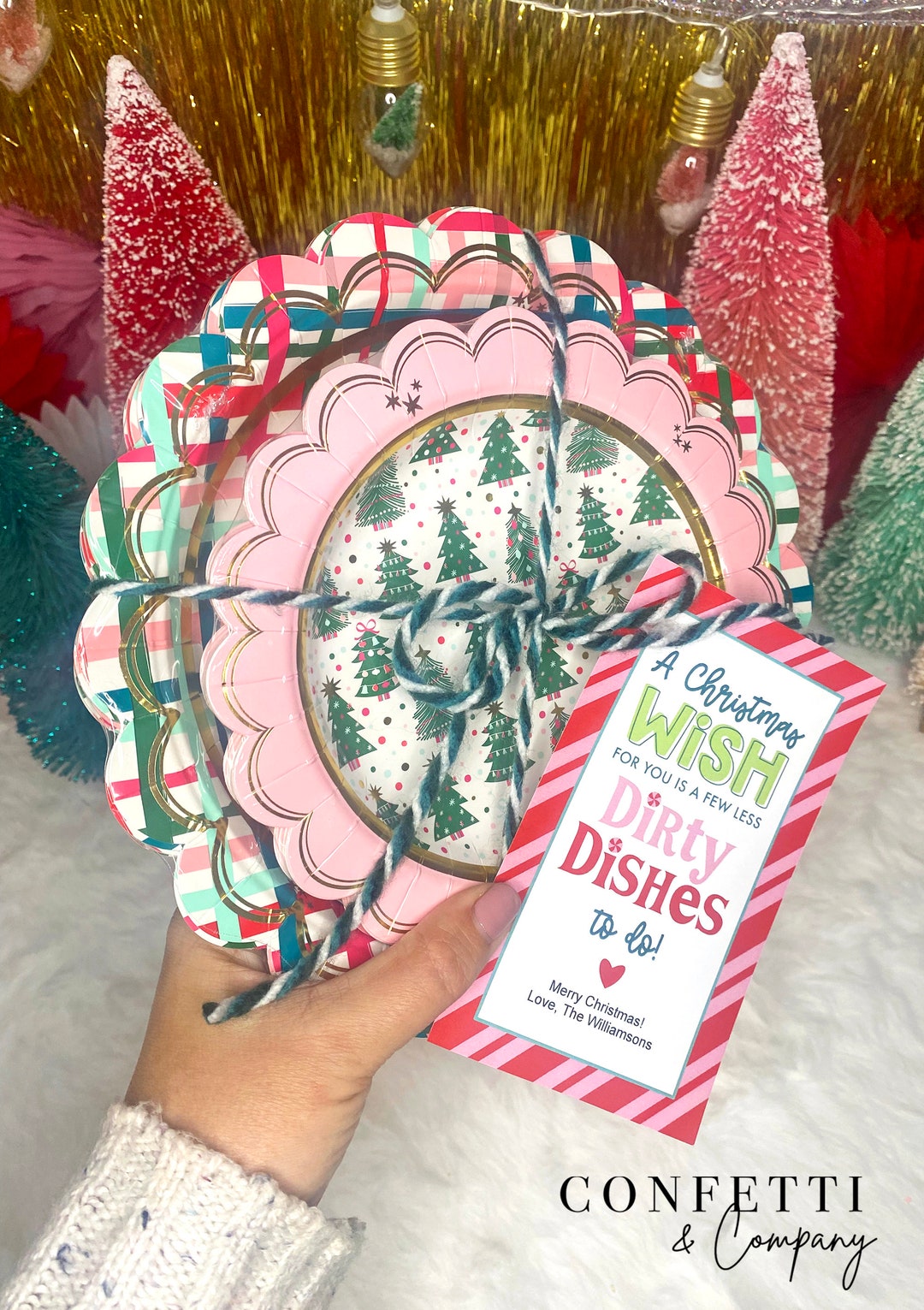 Paper Plate Gift Basket A Christmas Wish for You is Less Dirty Dishes