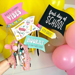 First & Last Day of School Printable Pennant Flags, Back to School Bundle, INSTANT DOWNLOAD PDF, Digital Download, Retro School Sign Banner