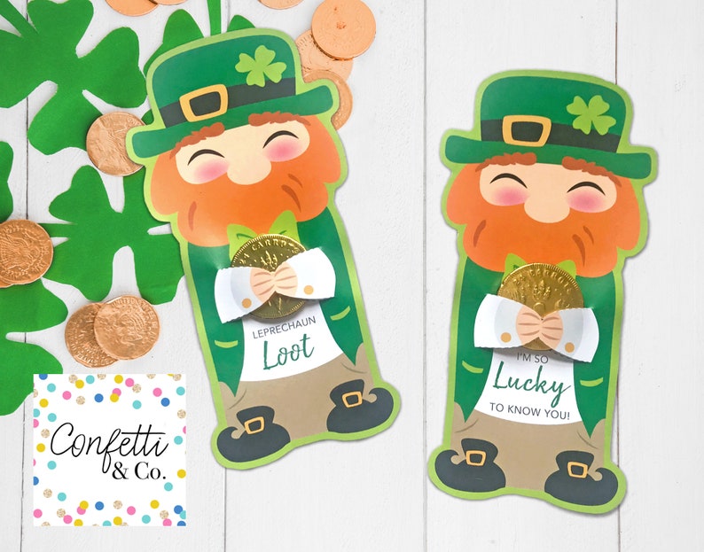 St. Patrick's Day Leprechaun Printable Treat Holder Card, Candy Hugger ...
