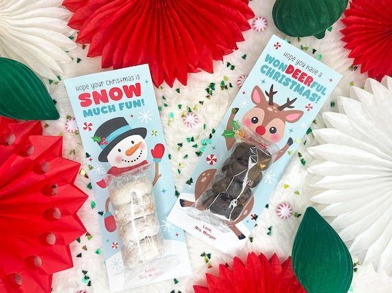 Reindeer / Snowman Donut Christmas Treat Cards, Printable Christmas Classroom Treats for Kids, Christmas Doughnut Tags, INSTANT DOWNLOAD PDF