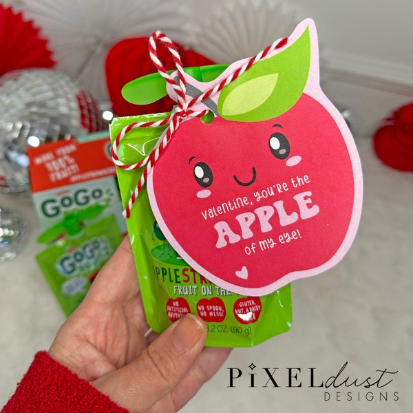 Apple Valentines Printable Valentine Cards, Toddler Pre-K Classroom Valentines, Preschool Valentine Tag Instant Download File Awesome Sauce
