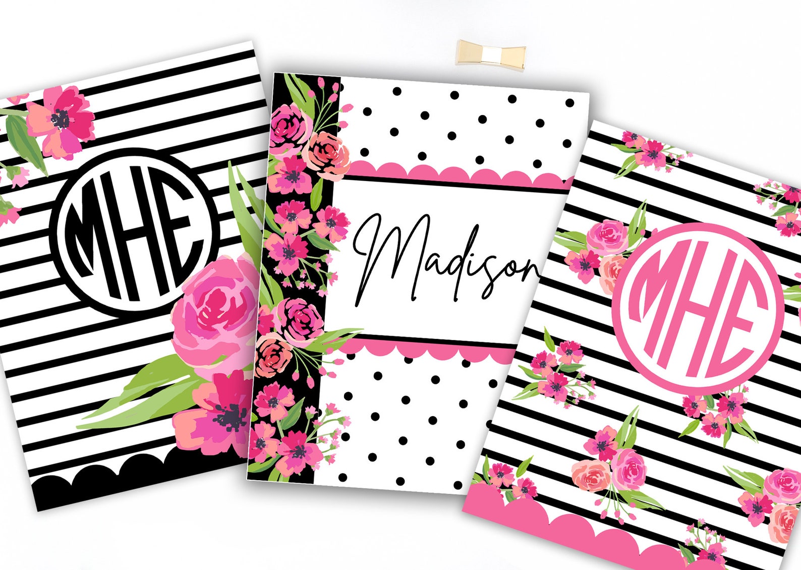 Personalized Monogram Printable Binder Covers Student Binder Etsy