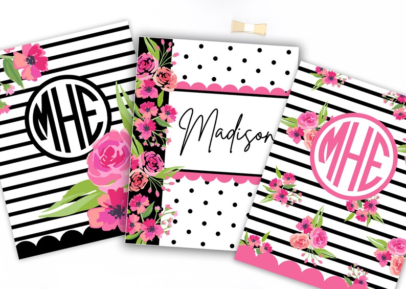 Personalized Monogram Printable Binder Covers Student Binder - Etsy