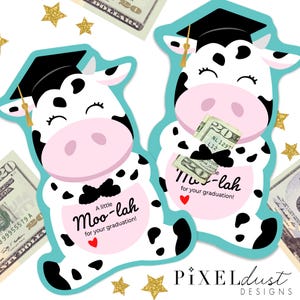 Porte-monnaie cadeau vache pour l'obtention du diplôme, porte-cartes cadeau vache drôle poulet, fichier imprimable TÉLÉCHARGEMENT IMMÉDIAT, diplôme d'études secondaires, diplômé universitaire