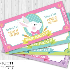 Easter Bunny Bucks Printables, Printable Easter Egg Coupons, Easter ...