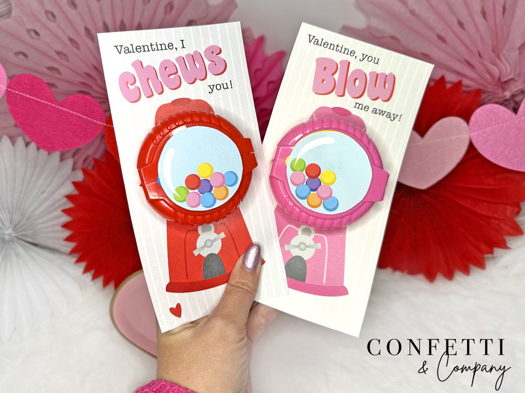 Gumball Machine Valentines, Bubble Tape Valentines, Printable Valentine