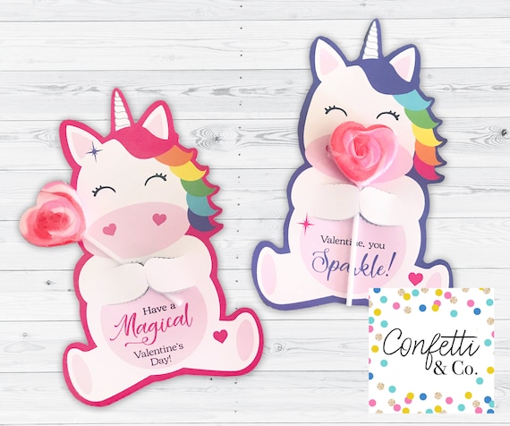 Unicorn Valentine Treat Holder Printable Cards Candy Hugger