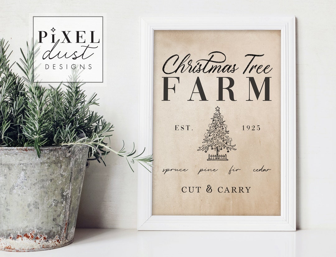 Christmas Tree Farm Printable Poster, Vintage Christmas Sign PDF File ...