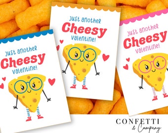 Cheesy Cheese Valentine Printable Cards, Classroom Valentines, Boy Valentine Card, Kids Valentine's Day Party, Valentine Tags, PDF Tag