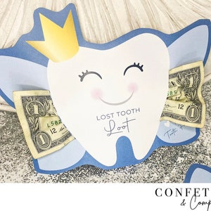 Suporte para dinheiro da fada do dente para impressão, arquivo digital para impressão, download instantâneo de PDF, recibo da fada do dente, relatório de dente perdido, carta da fada do dente