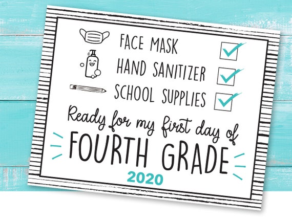 Printable First Day of FOURTH GRADE First Day of 4th Grade | Etsy