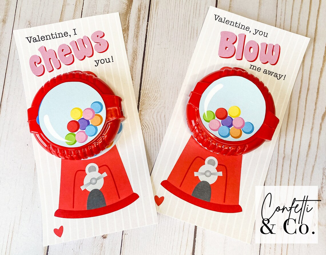 Gumball Machine Valentines Bubble Tape Valentines Printable Etsy