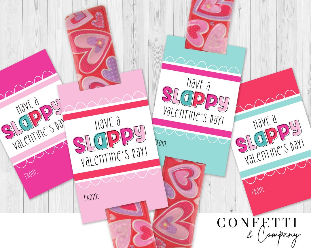 Cute Slap Bracelet Printable Valentines Kid s Classroom Valentines Girls Valentine s Day Card