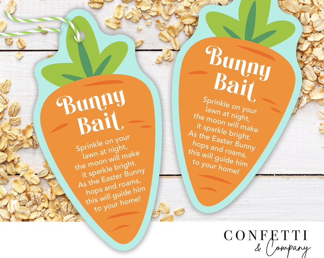 Bunny Bait Printable Tags Easter Bunny Food Cards Bunny Bait