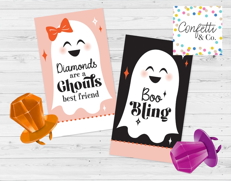 Halloween Ring Pop Tags Printable Digital File Boo Bling Etsy