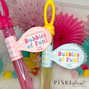 Etiquetas imprimibles de varita de burbujas de Pascua, Espero que su Pascua sea burbujas de diversión, Rellenos de cestas de Pascua para niños pequeños, Regalo en el aula, DESCARGA INSTANTÁNEA