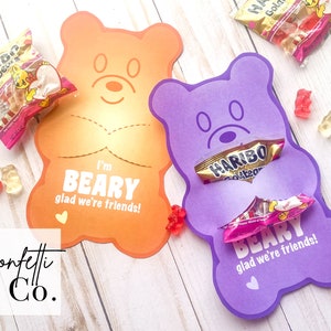 Gummy Bear Valentines, Printable File Cards, Beary Glad We're Friends ...