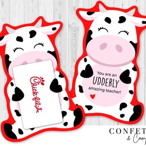 Cow Gift Card Holder, Teacher End of the year Gift, Chicken Gift Card Holder INSTANT DOWNLOAD File, Thank You Udderly Amazing Teacher Gift