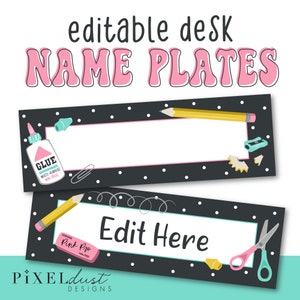 Printable, Editable Leopard Print Pencil Student Name Plates, Desk Plate, Classroom Name Labels, Name Tags, Digital PDF file, Teacher Decor