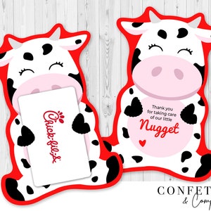 Koe leraar cadeau, kip cadeau kaarthouder INSTANT DOWNLOAD afdrukbaar bestand, bedankt voor het zorgen voor onze kleine NUGGET, terug naar school