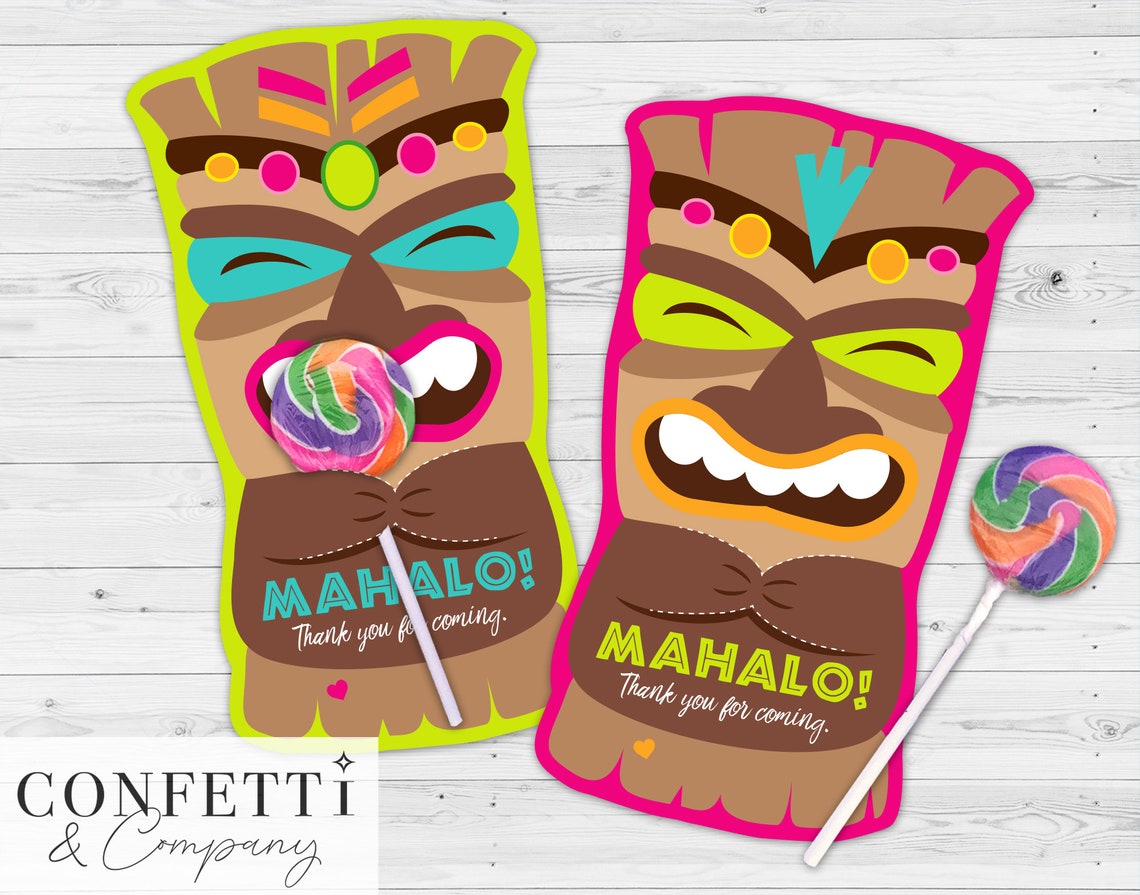 Printable Luau Party Favors Hawaiian Tiki Party Favor Etsy