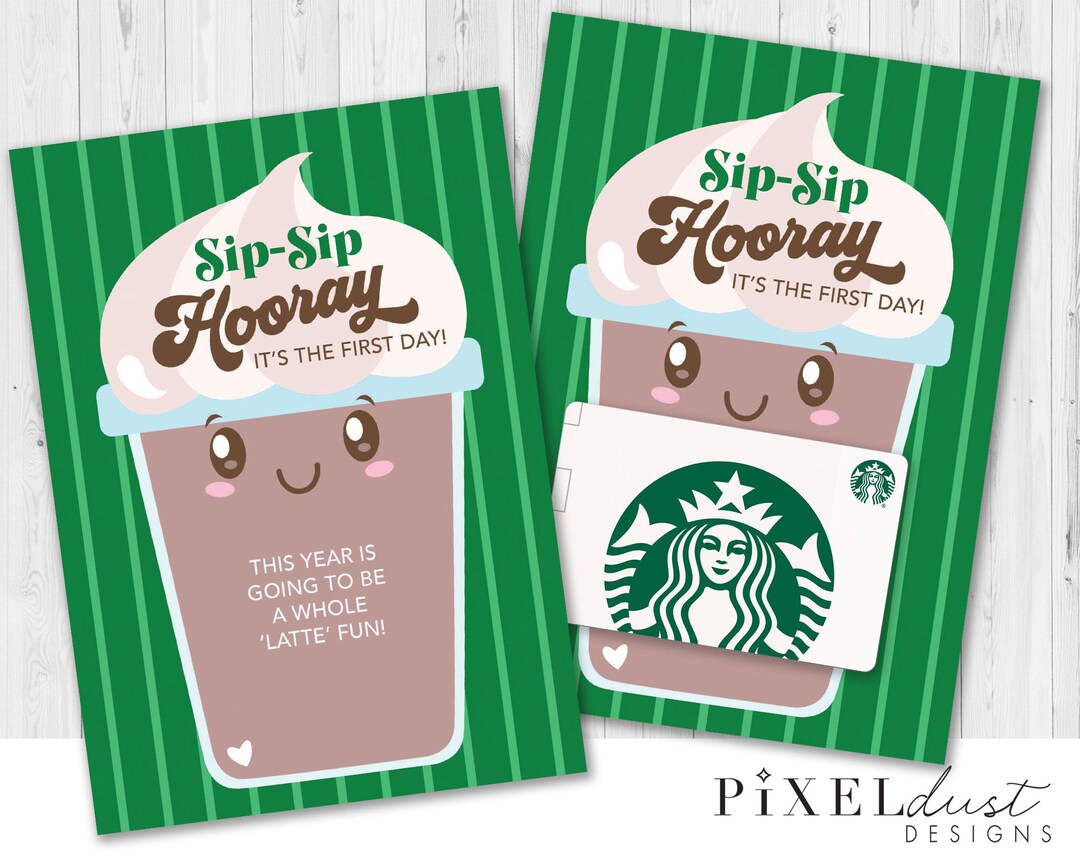 First Day of School Teacher Gift, Printable Coffee Gift Card Holder ...