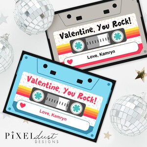 Retro Cassette Tape Valentines, Classroom Valentines, Boy Valentines, San Valentín imprimible, personalizado, tarjetas de San Valentín musicales, archivo PDF