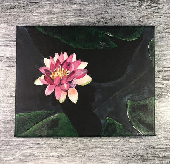 Sale Original Painting Lotus Heart Acrylic On 8 X Etsy