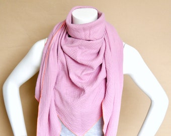 Muslin cloth, double gauze, various sizes, old pink, neonorine seam