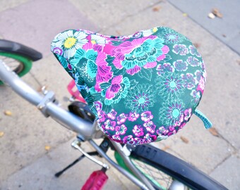 Saddle cover, bicycle saddle protector, flowers, blossoms, colorful, water-repellent