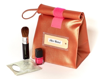 Lunchbag/copper/Metallic/artificial leather/neon/make-up bag/breakfast bag/culture bag